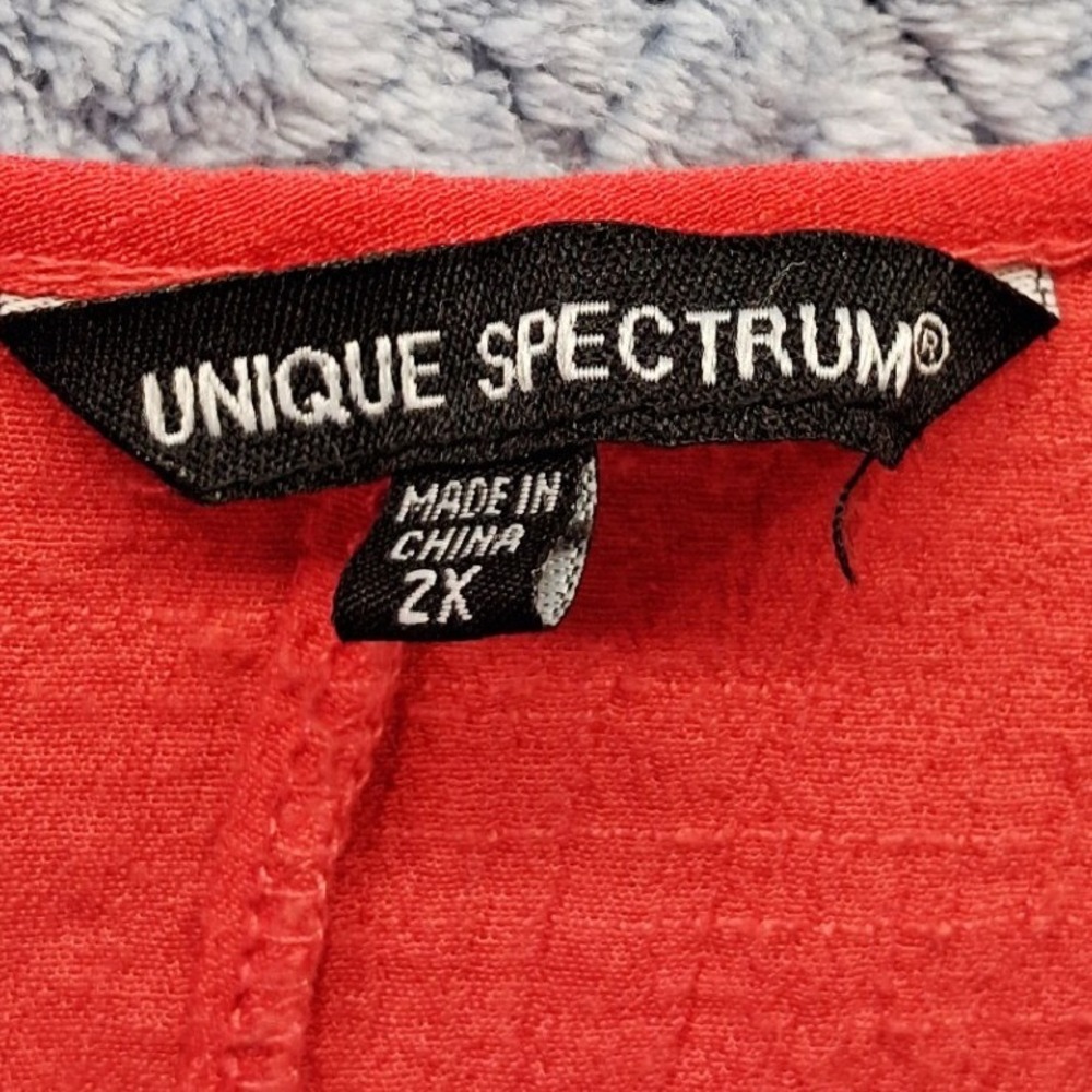 Unique Spectrum Coral Red Boho Lace Trim Tassel Blouse Top 2X Summer Comfort - Picture 4 of 9